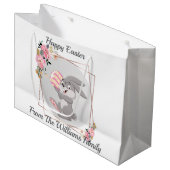Gray Easter Bunny Personalized Gift Bag ラージペーパーバッグ (正面アングル)