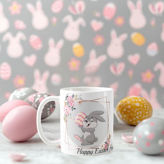 Gray Easter Bunny Personalized Mug コーヒーマグカップ