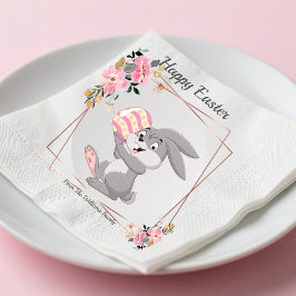 Gray Easter Bunny Personalized Paper Napkin スタンダードカクテルナプキン