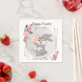 Gray Easter Bunny Personalized Paper Napkin スタンダードカクテルナプキン (インサイチュ)