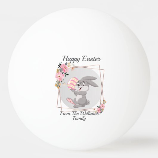 Gray Easter Bunny Personalized Ping Pong Ball 卓球ボール (正面)