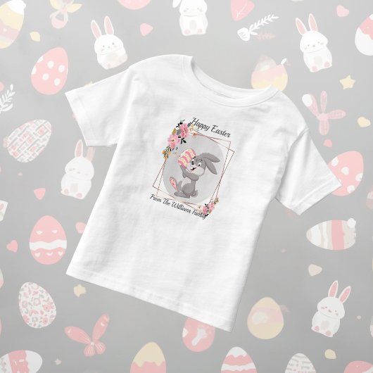 Gray Easter Bunny Personalized Toddler T-Shirt トドラーTシャツ
