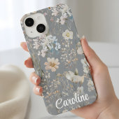 Gray Floral Personalized  iPhoneケース
