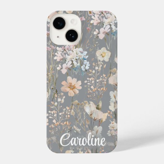 Gray Floral Personalized  iPhoneケース (裏面)