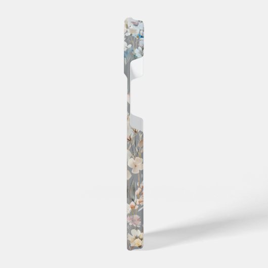 Gray Floral Personalized  iPhoneケース (左側面)