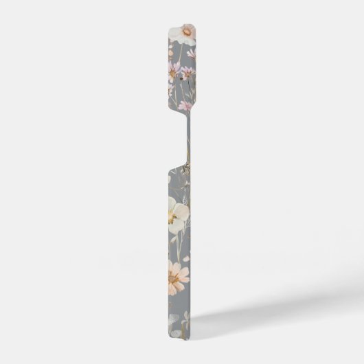 Gray Floral Personalized  iPhoneケース (右側面)