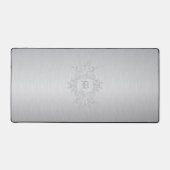 Gray Frane and Brushed Aluminum Custom Initial デスクマット (正面)