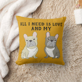 Gray French Bulldog クッション