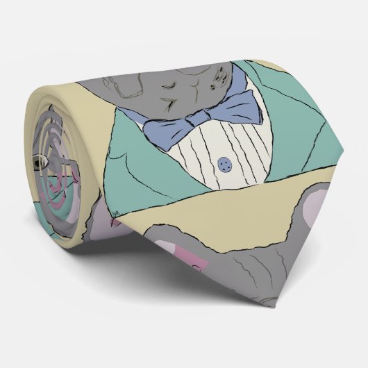 Gray French Bulldog ネクタイ (ロール)