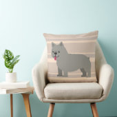 Gray French Bulldog, Beige Striped クッション (椅子)