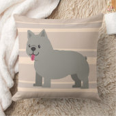 Gray French Bulldog, Beige Striped クッション (ブランケット)