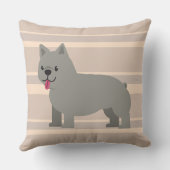 Gray French Bulldog, Beige Striped クッション (裏面)