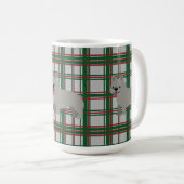 Gray French Bulldog, Christmas Plaid コーヒーマグカップ (正面右)