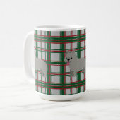 Gray French Bulldog, Christmas Plaid コーヒーマグカップ (正面左)