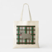 Gray French Bulldog, Christmas Plaid トートバッグ (裏面)