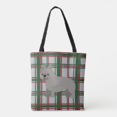 Gray French Bulldog, Christmas Plaid トートバッグ (裏面)