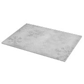 Gray Frosty Snowflake Art Glass Cutting Board カッティングボード (角)