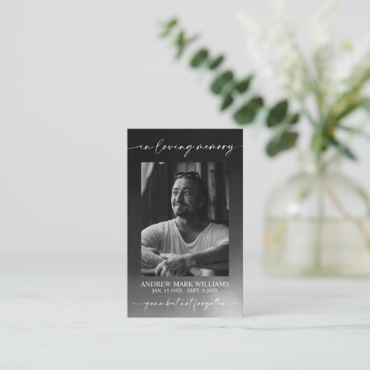 Gray Funeral Memorial Prayer Photo Card 名刺 (スタンド正面)