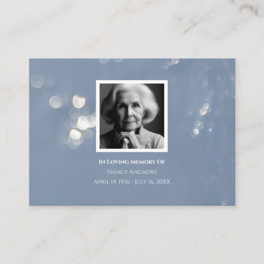 Gray Funeral Memorial Service Prayer Card  名刺 (正面)