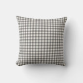 Gray Gingham Dorm Pillow | Neutral Checkered Throw クッション (正面)