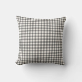Gray Gingham Dorm Pillow | Neutral Checkered Throw クッション