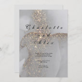 Gray Glitter Elegant Ink Wedding Invitation 招待状 (正面/裏面)