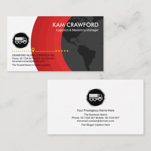 Gray Globe Layersシルバートラックロジスティクスドライバ 名刺 (正面/裏面)