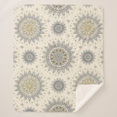 Gray Gold Mandala Pattern シェルパブランケット (正面)