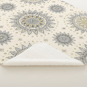Gray Gold Mandala Pattern シェルパブランケット (3/4)