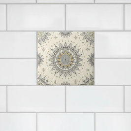 Gray Gold Mandala Pattern タイル