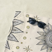 Gray Gold Mandala Pattern ビーチタオル (インサイチュ)