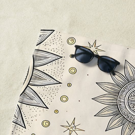 Gray Gold Mandala Pattern ビーチタオル (インサイチュ)