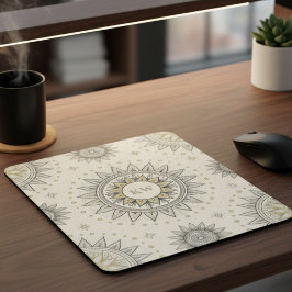 Gray Gold Mandala Pattern マウスパッド