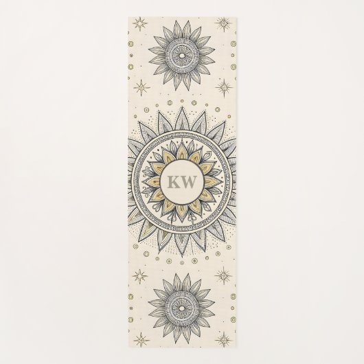 Gray Gold Mandala Pattern ヨガマット (正面)