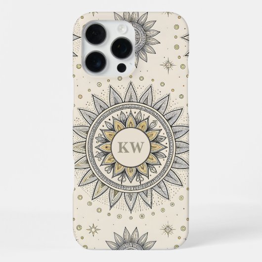 Gray Gold Mandala Pattern iPhoneケース (裏面)