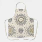 Gray Gold Mandala Pattern Monogram エプロン (正面)