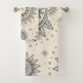 Gray Gold Mandala Pattern Monogram バスタオルセット (インサイチュ)