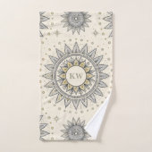 Gray Gold Mandala Pattern Monogram バスタオルセット (ハンドタオル)