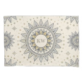 Gray Gold Mandala Pattern Monogram 枕カバー (正面)
