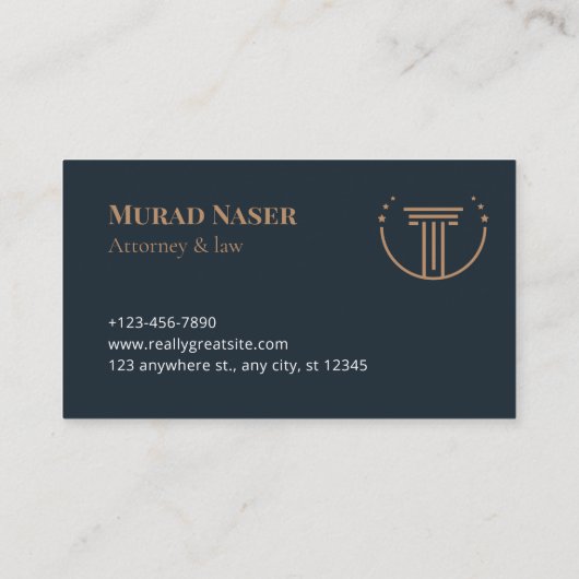 Gray & Gold Modern Attorney Design Elegant Lawyer 名刺 (裏面)