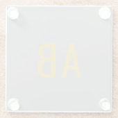 Gray Gold Modern Monogram Initials Glass Design ガラスコースター (裏面)