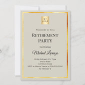 Gray gold retirement party business logo 招待状 (正面)