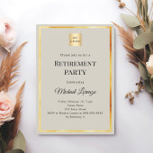 Gray gold retirement party business logo 招待状