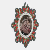 Gray-Green Red Berries+Greenery Christmas Paper オーナメントカード (右)