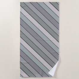 Gray Green With Black Stripes On Watercolor Paper ビーチタオル