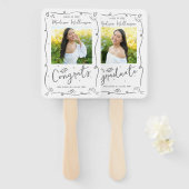 Gray Hand Drawn Doodles Graduation 2 Photo White ハンドファン (正面&裏面)