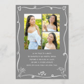 Gray Hand Drawn Doodles Graduation 4 Photo White 案内状 (裏面)