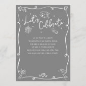 Gray Hand Drawn Doodles Graduation Photo White Fun 案内状 (裏面)