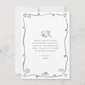 Gray Hand Drawn Doodles Photo Graduation White サンキューカード (裏面)