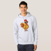 Gray Hoodie for Him with Cute Rooster and Glasses パーカ (正面フル)